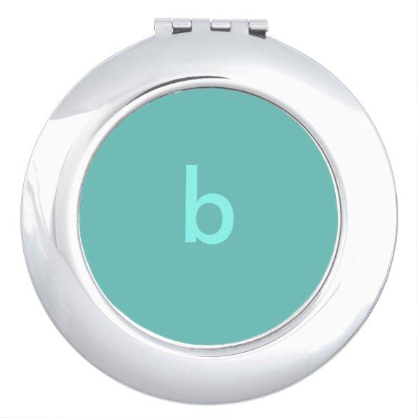 Teal Monogrammed Compact Mirror