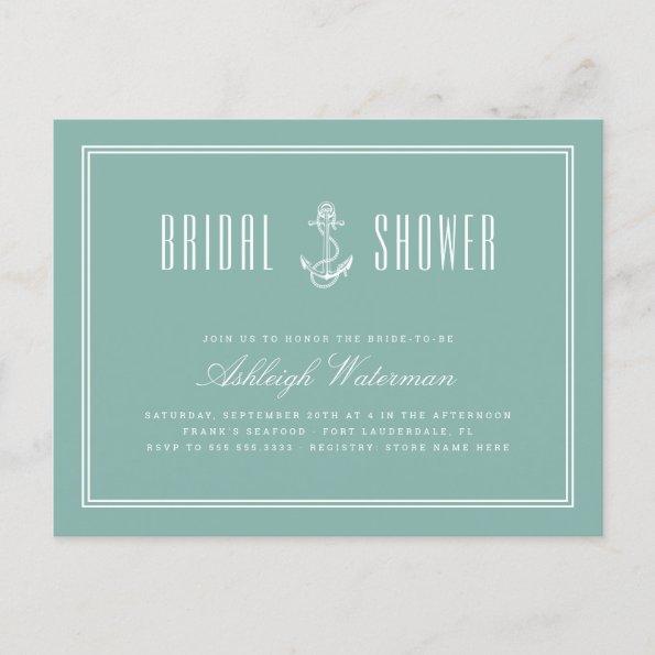 Teal & Navy Blue Nautical Anchor Bridal Shower Invitation PostInvitations