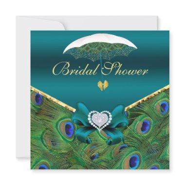 Teal Peacock Bridal Shower Invite