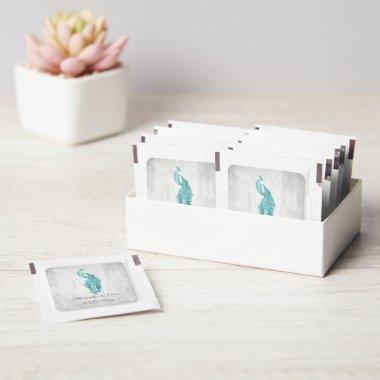 Teal Peacock Personalized Hand Sanitizer Packet