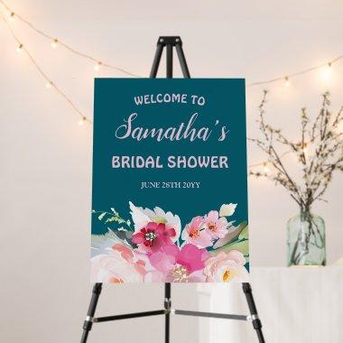 Teal Pink Floral  Welcome Foam Boards