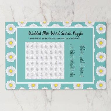 Teal Pretty Little Daisy Wedded Bliss Word Search Paper Pad