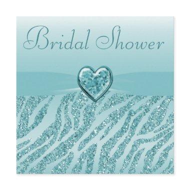 Teal Printed Heart & Zebra Glitter