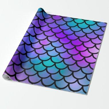 Teal Purple Pink Blue Mermaid Scales Fantasy Fish Wrapping Paper