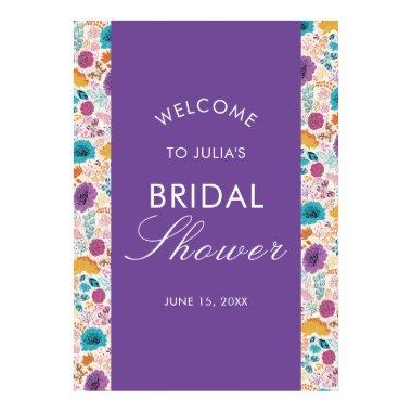 Teal Purple Yellow Spring Meadow  Poster