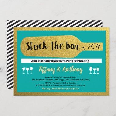 Teal stock the bar engagement party Invitations