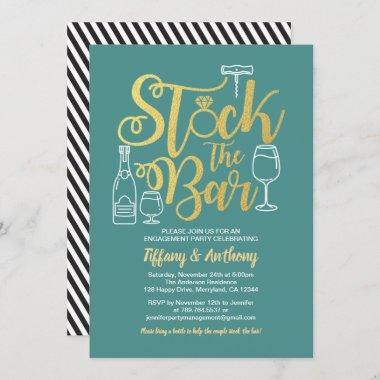 Teal Stock the bar Invitations engagement party
