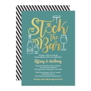 Teal Stock the bar Invitations engagement party