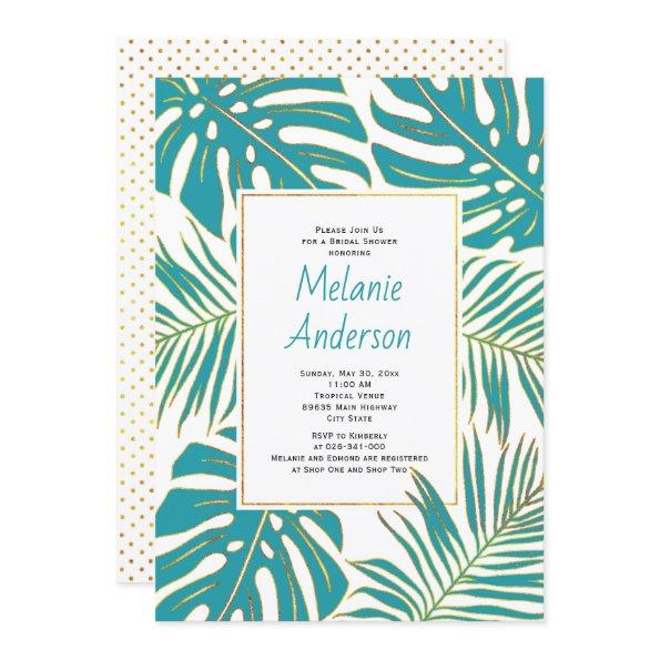 Teal tropical leaves wedding