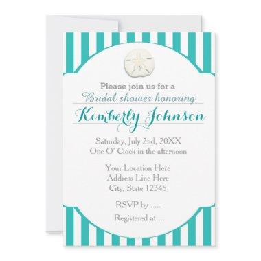 Teal Turquoise Beach Sand Dollar Event Invitations