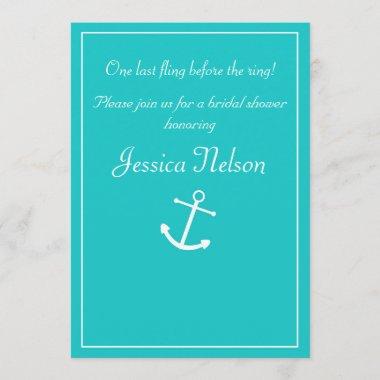 Teal Turquoise Nautical Anchor Invitations