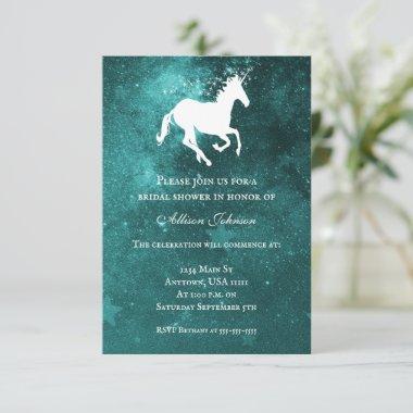 Teal Unicorn Bridal Shower Invite