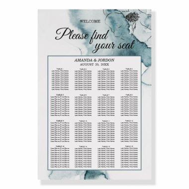 Teal Watercolor Sketch Seating Chart Welcome Sign