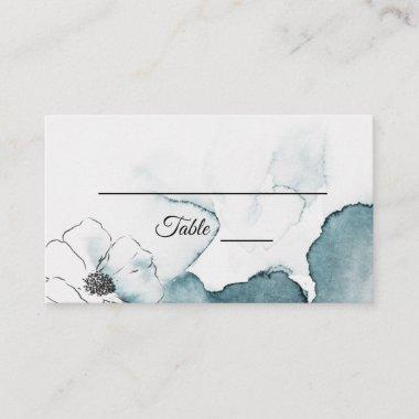 Teal Watercolor Sketch Wedding Place Invitations