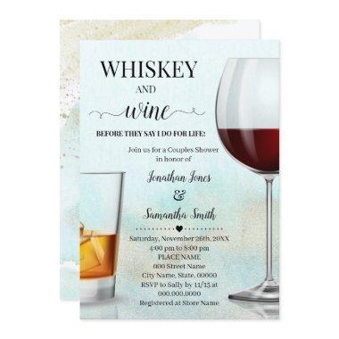 Teal with Gold Whiskey & wine before I do Shower Invitations