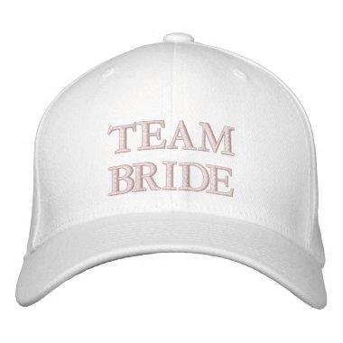 Team Bride blush pink white elegant typography Embroidered Baseball Cap