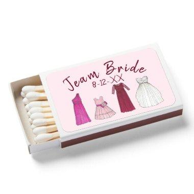 Team Bride Bridal Shower Bachelorette Party Gowns Matchboxes