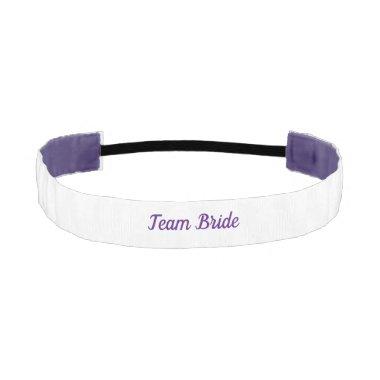Team Bride Bridesmaid Purple White Wedding Favor Athletic Headband