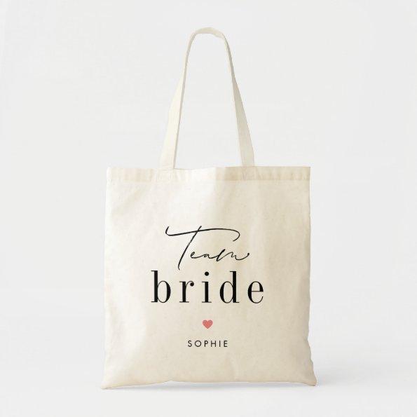 Team Bride Editable Color Bridal Party Tote Bag