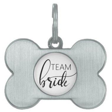 Team Bride Elegant Minimalist Dog Bone Pet Tag