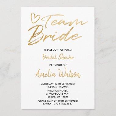 Team Bride Faux gold bridal shower invite