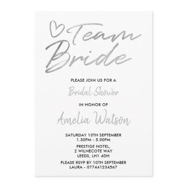 Team Bride Faux silver  invite