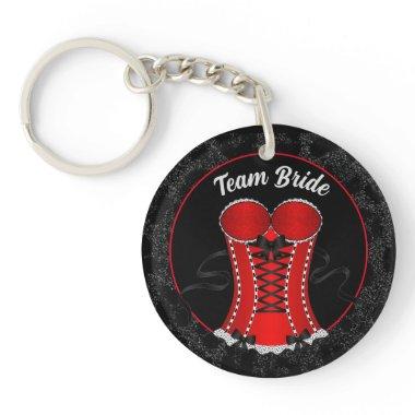 Team Bride Flirty Red Corset Keychain