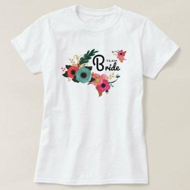 Team Bride. Floral Bachelorette Party T-Shirt