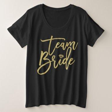 Team Bride Gold Brush Bridal Party Wedding T-shirt