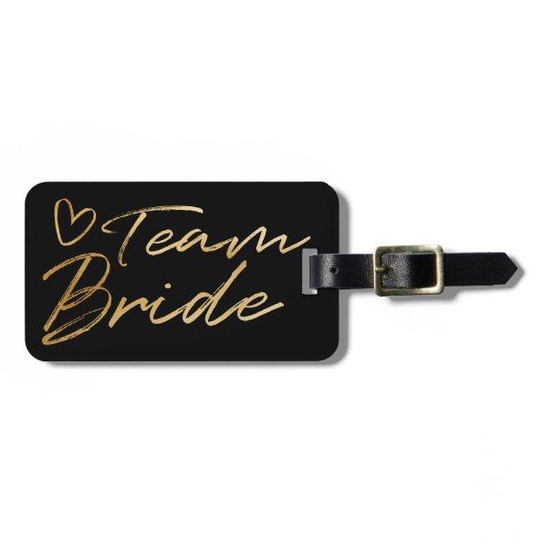 Team Bride - Gold faux foil luggage tag