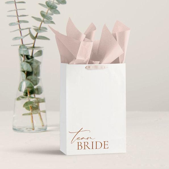 Team Bride Minimalist Elegant White Bachelorette Medium Gift Bag