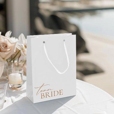 Team Bride Minimalist Elegant White Bachelorette Medium Gift Bag