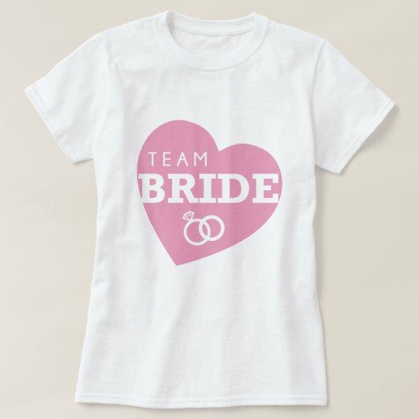 Team Bride Personalized Party Pink Heart Tops Tees