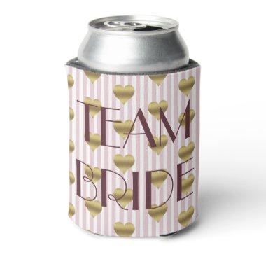 Team Bride Pink & Gold Bridal Shower Bridesmaids Can Cooler