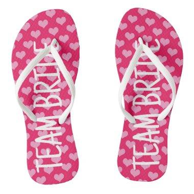 Team Bride Pink Hearts Slim Flip Flop Sandals