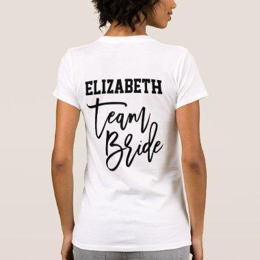Team Bride Quote Black Simple Bridesmaid Monogram T-Shirt