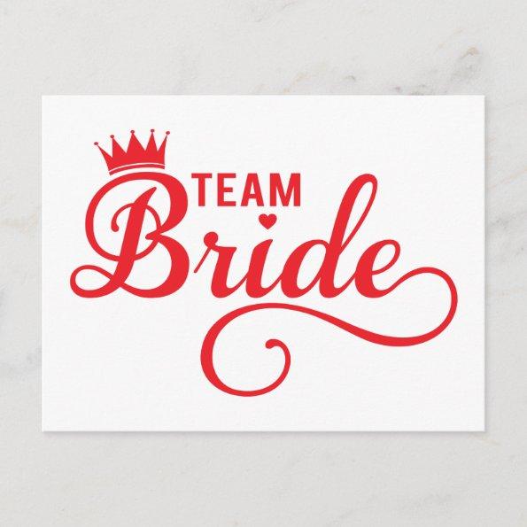 Team Bride, red word art text design for t-shirt PostInvitations