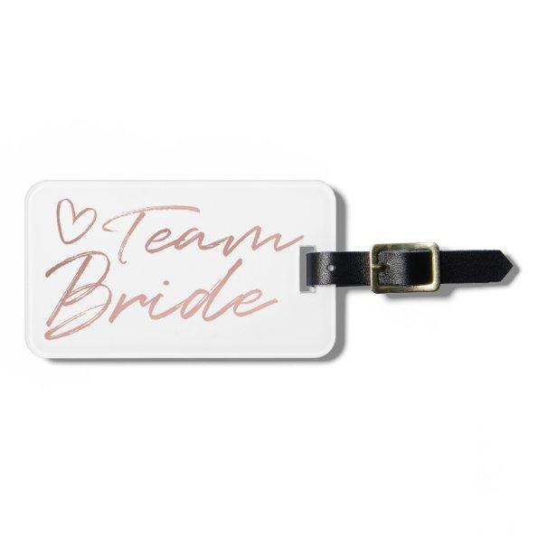 Team Bride - Rose Gold faux foil luggage tag