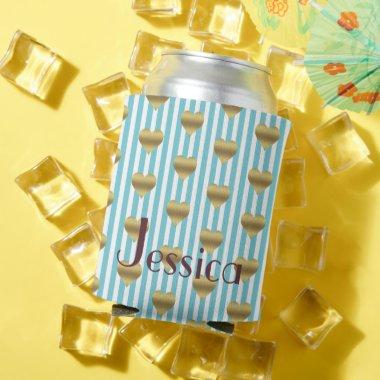 Team Bride Teal & Gold Bridal Party Bridesmaid Can Cooler