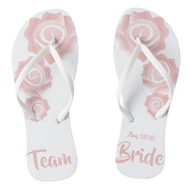 Team Bride wedding Rose Flip Flops