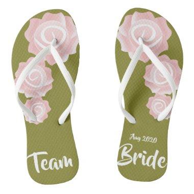 Team Bride wedding Rose Flip Flops