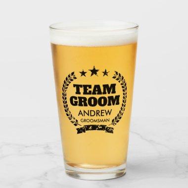 Team Groom bachelor party beer glass for groomsmen