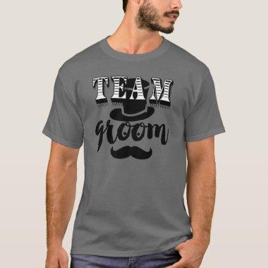 Team Groom Hand Lettered Retro Top Hat Moustache