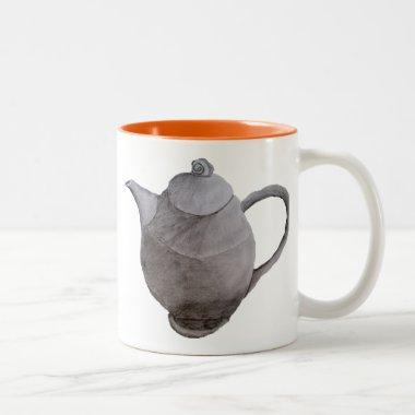 Teapot art illustration kitchen art Two-Tone coffee mug
