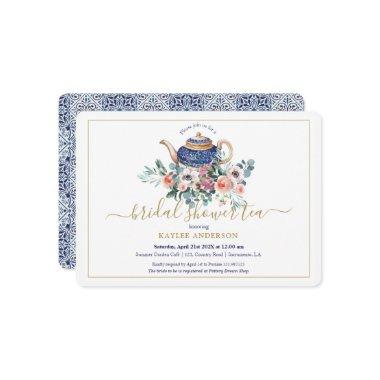Teapot floral  tea invitation