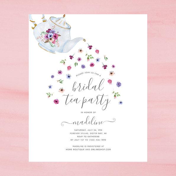 Teapot Floral Bridal Shower Tea Party Invitations Flyer
