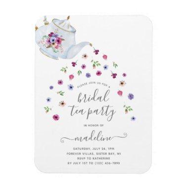 Teapot Floral Bridal Shower Tea Party Invitations Magnet