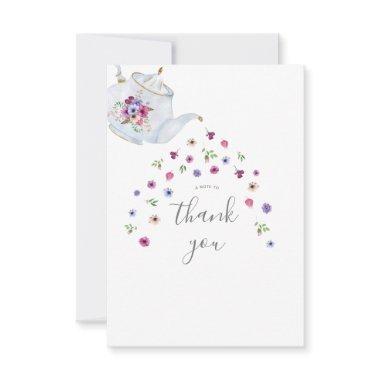 Teapot Floral Bridal Tea Party Thank You Invitations