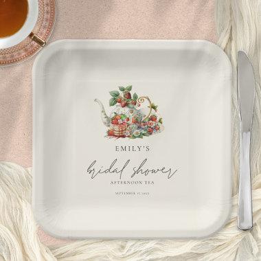 Teapot Strawberries Afternoon Tea Bridal Shower Paper Plates