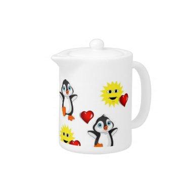 Teapot Vintage Elephant Valentine's Day Penguin